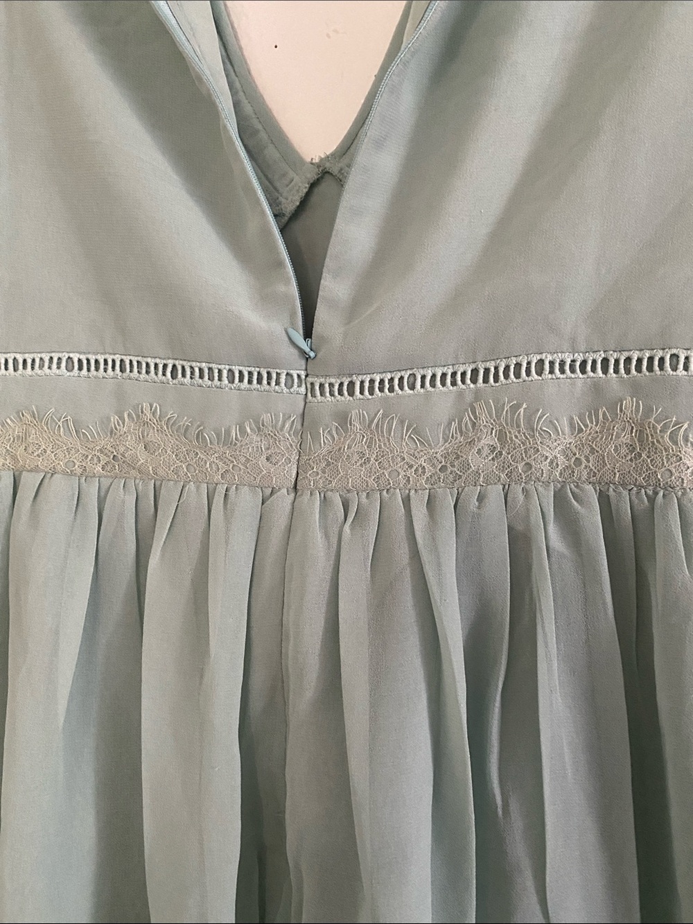 ASOS Embroidered Floral V-Neck Mini Dress in Sage Green. Size 12 - Picture 7 of 11
